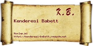 Kenderesi Babett névjegykártya